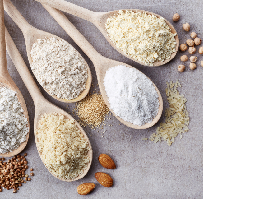 Grains en poudre dans des cuillères comme ingrédient dans la nourriture pour animaux de Hill’s